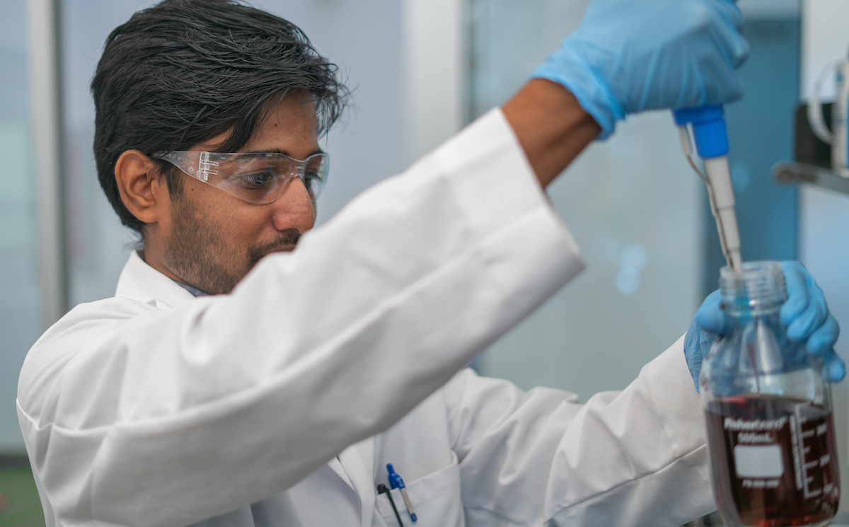 student working in a lab