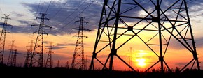 Electrical powerlines with the sunset in the background