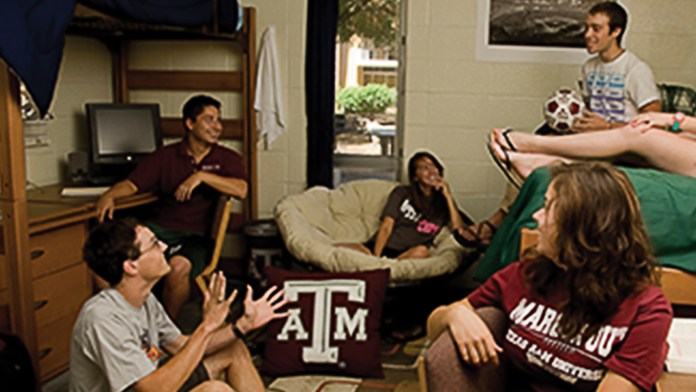 engineering students in a dorm room