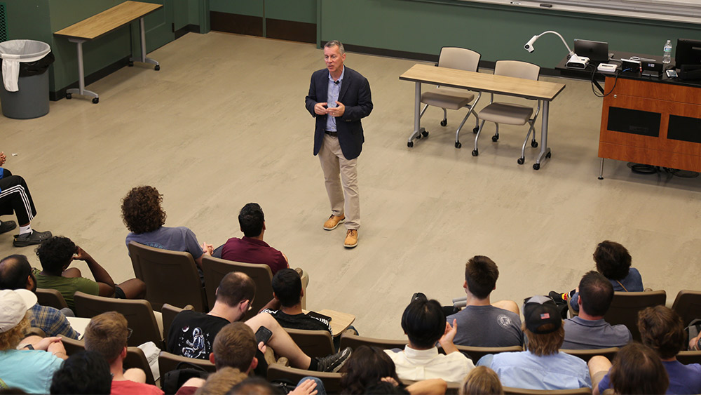 Professor standing in front of class