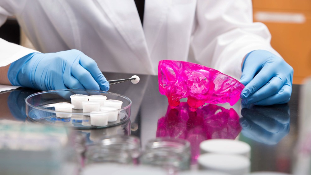 A person holding a pink florescent material