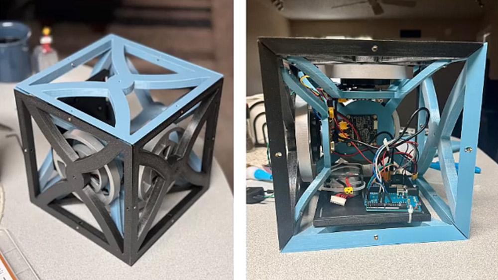 The GyroCube device, showing both the external and internal view