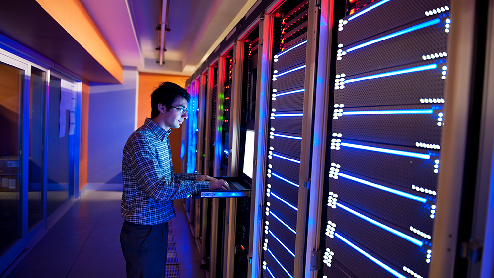 Person in a computer lab.