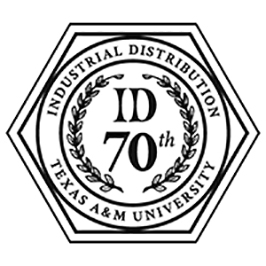 Hexagonal logo of Industrial Distribution program 70th annversary