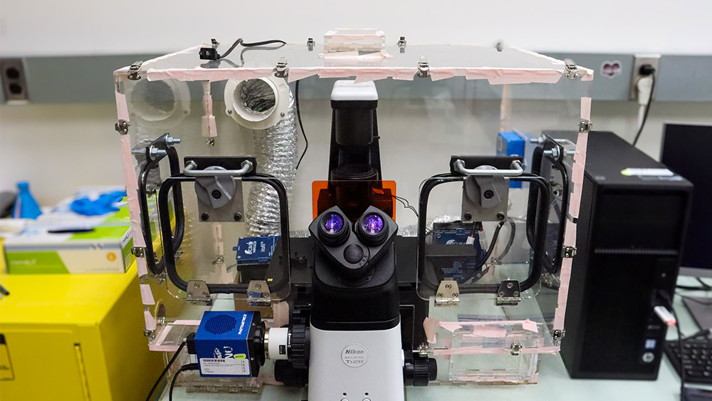 A machine in a plexiglass box