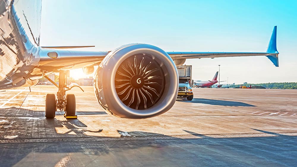 A large airplane turbine