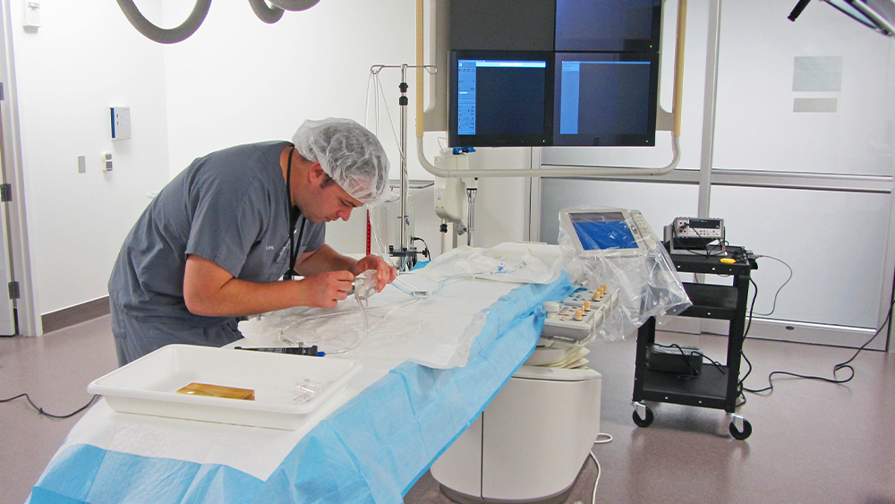 Student working in hospital setting 