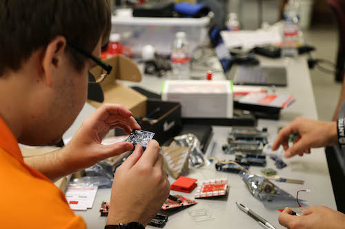 Student working with Integrated circuits