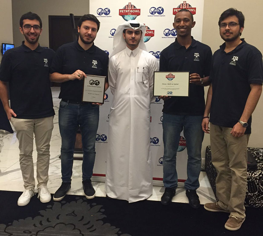 Photo of Texas A&amp;amp;M at Qatar regional Petrobowl team