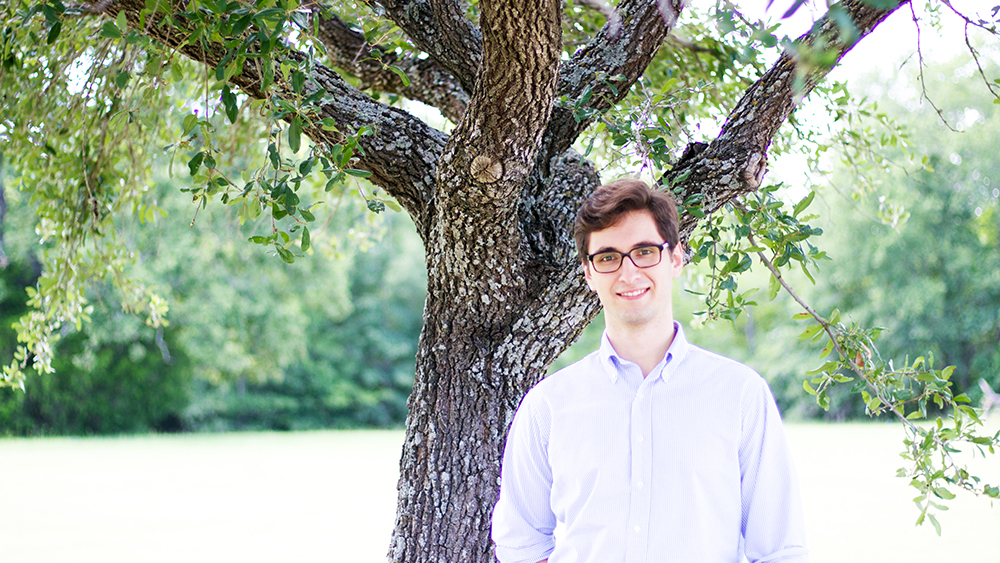 Stephen King, a nuclear engineering student, outside the Thermal Hydraulic Lab