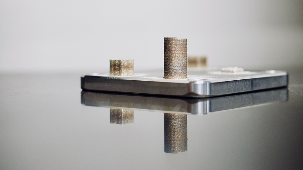 A 3-D printed material sitting on a table. 