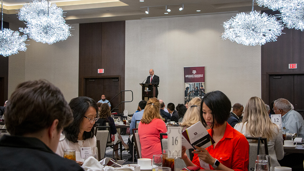 Faculty and staff of the J. Mike Walker '66 Department of Mechanical Engineering gathered to honor 10 of the department's members