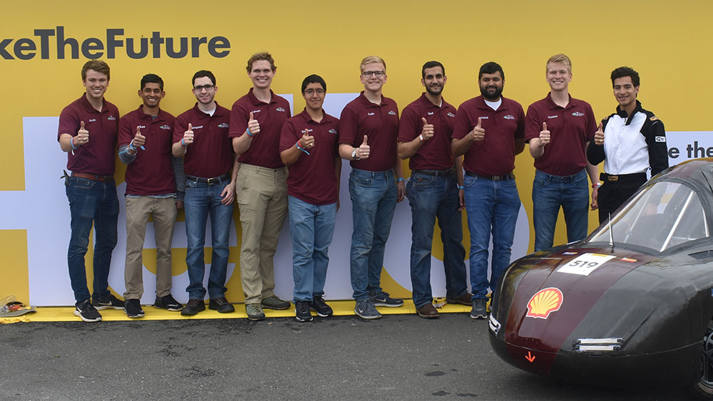 Mechanical engineering senior design group competed in the Shell Eco-marathon competition. 