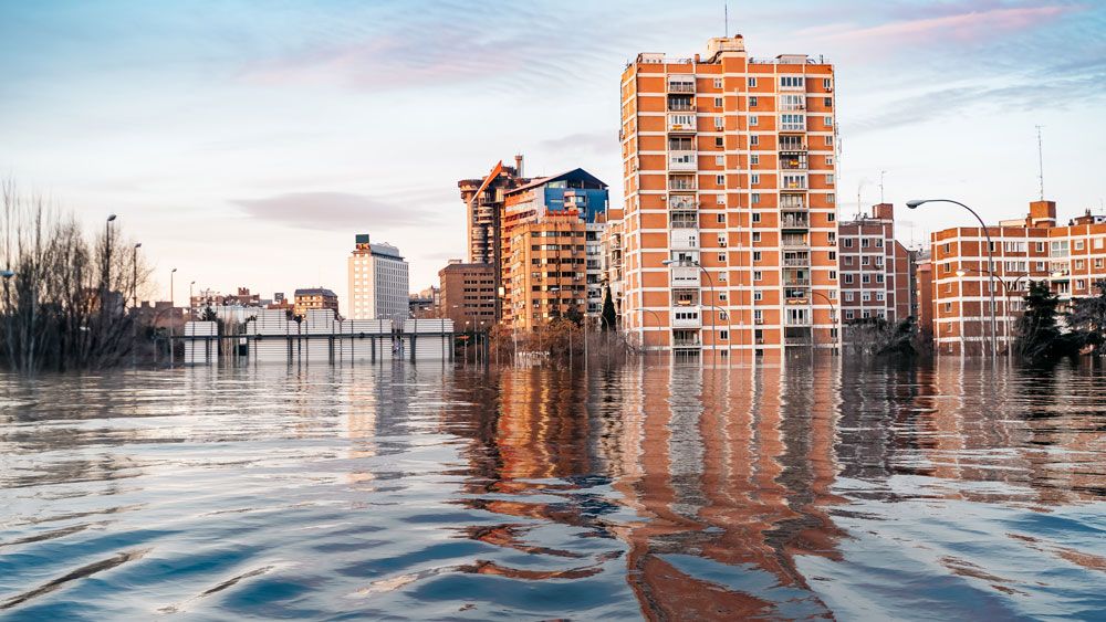 A flooded city