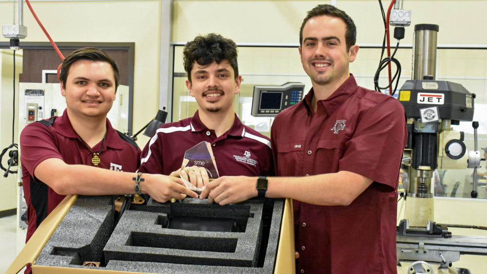 2nd place winners of Houstex competition (from left to right): Andrew Russell (ETID), Nicholas Valencia (ETID), and Zach Norwood (ETID).