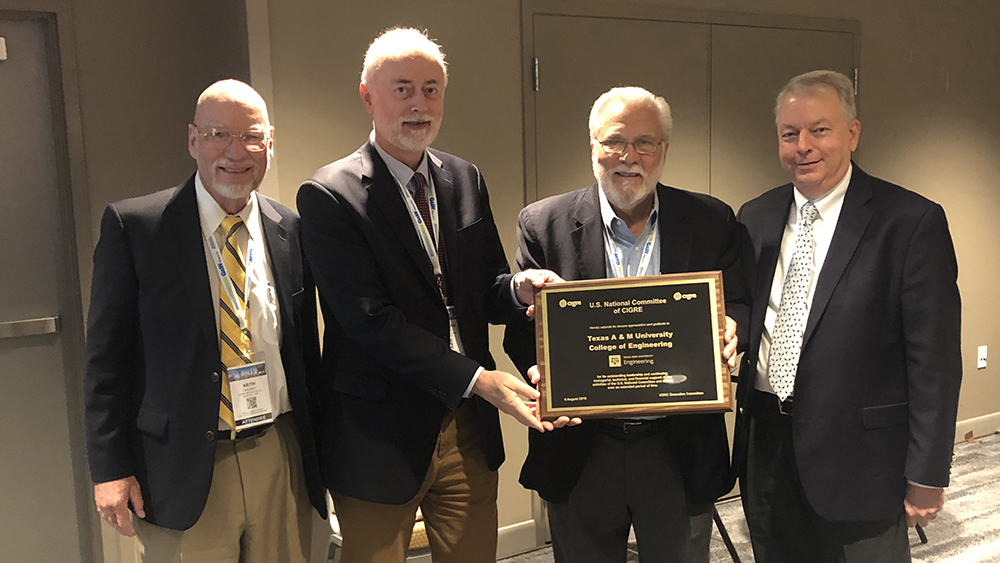 The Texas A&M College of Engineering won the CIGRE Outstanding Collective Member Award.