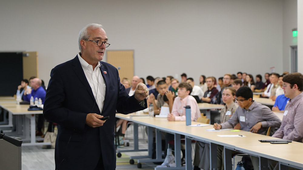 Ray Rothrock gives his keynote speech. 