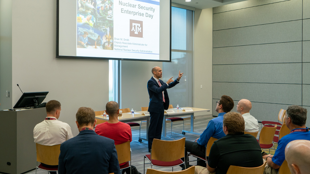 Brian M. Smith delivers the keynote speech at NSE Day.