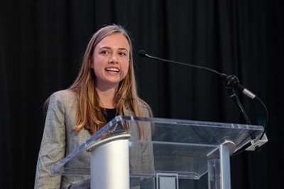 Camella Carlson speaking during Astronaut Scholarship event