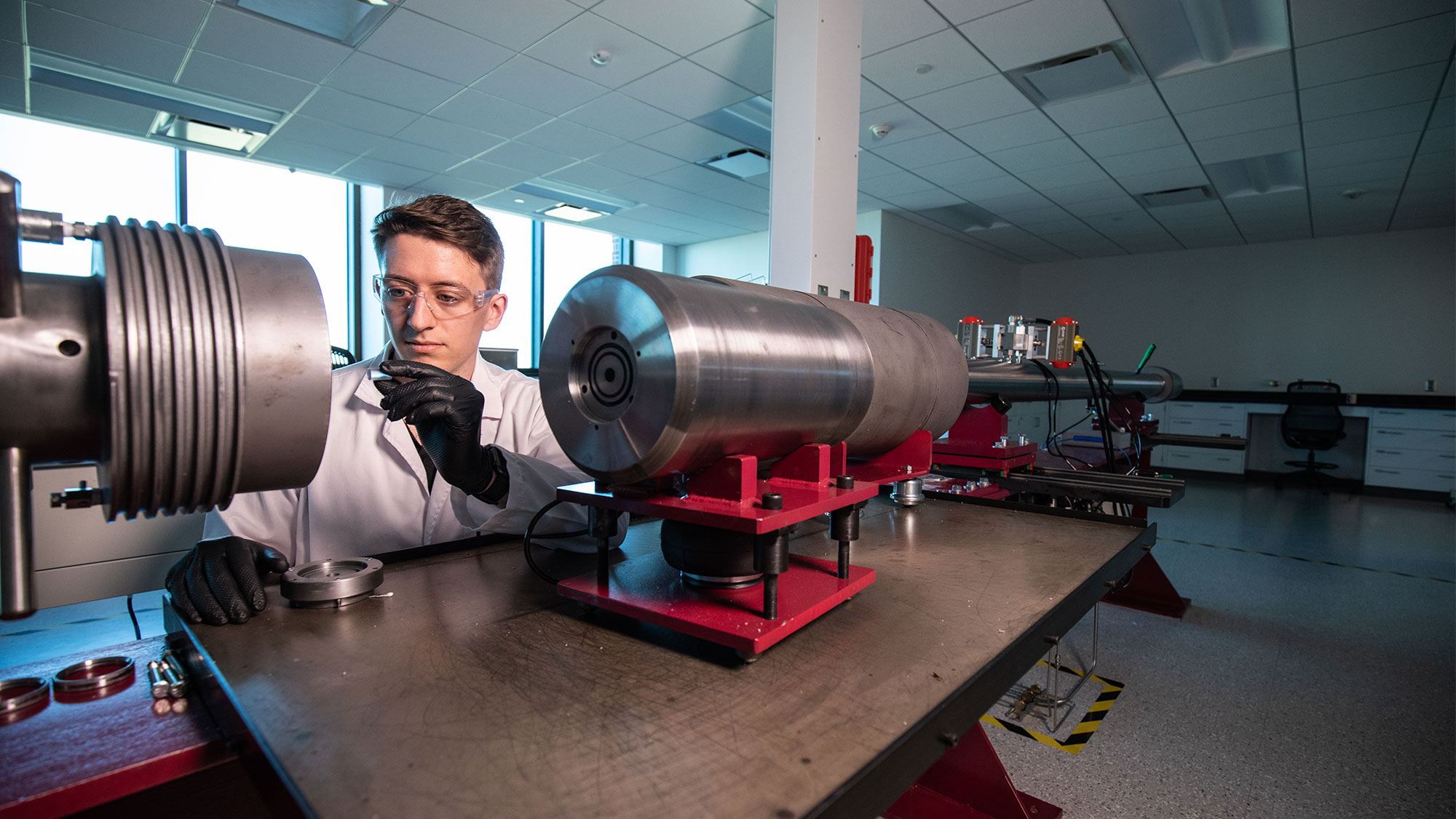 Student working in a lab.