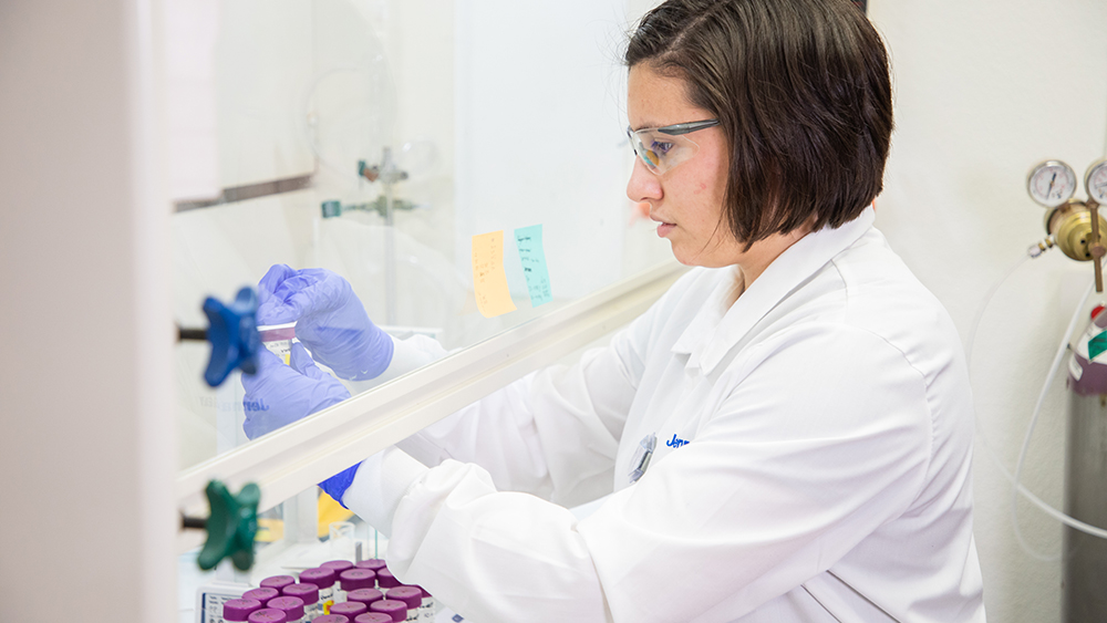 student in lab