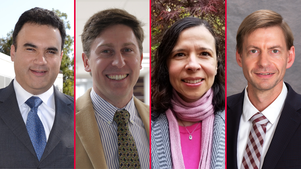 Composite photo of the four new department heads for Texas A&M University’s College of Engineering, including Guillermo Aguilar, Timothy Jacobs, Ivett A. Leyva and Zachary Grasley.