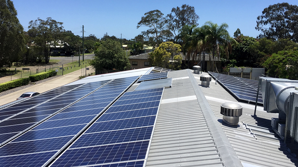 Solar panels on a rooftop.