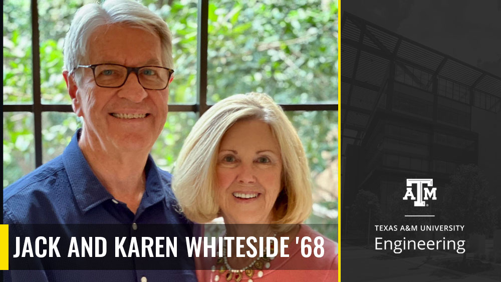 Karen and Jack Whiteside posing for a photo in front of a window. 