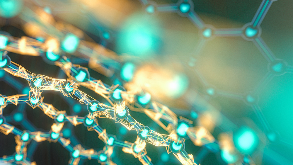 Graphic illustration of molecules bound together