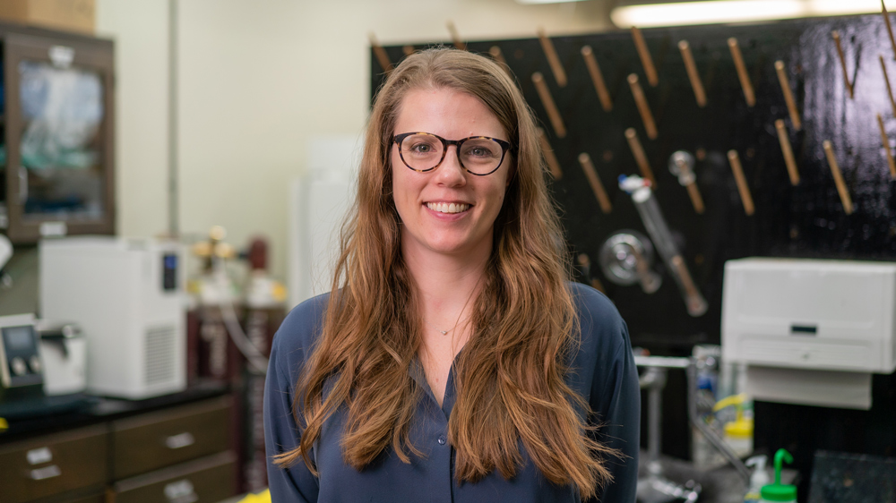 Emily Pentzer inside one of her labs at Texas A&M.