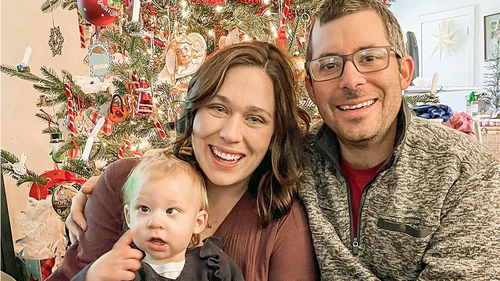 Callie and Andrew Johnson with their daughter.