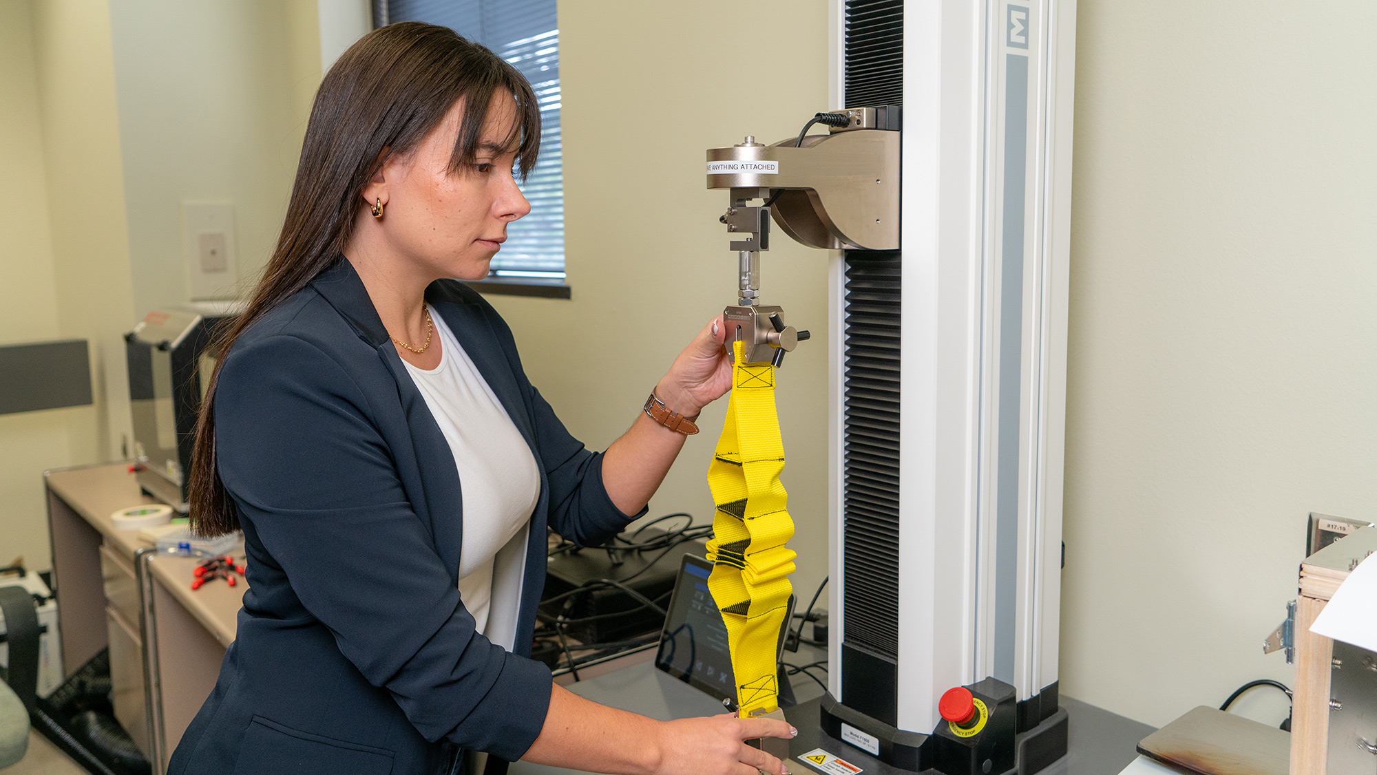 Dr. Vanessa Restrepo showcases prototype of bio-inspired materials.