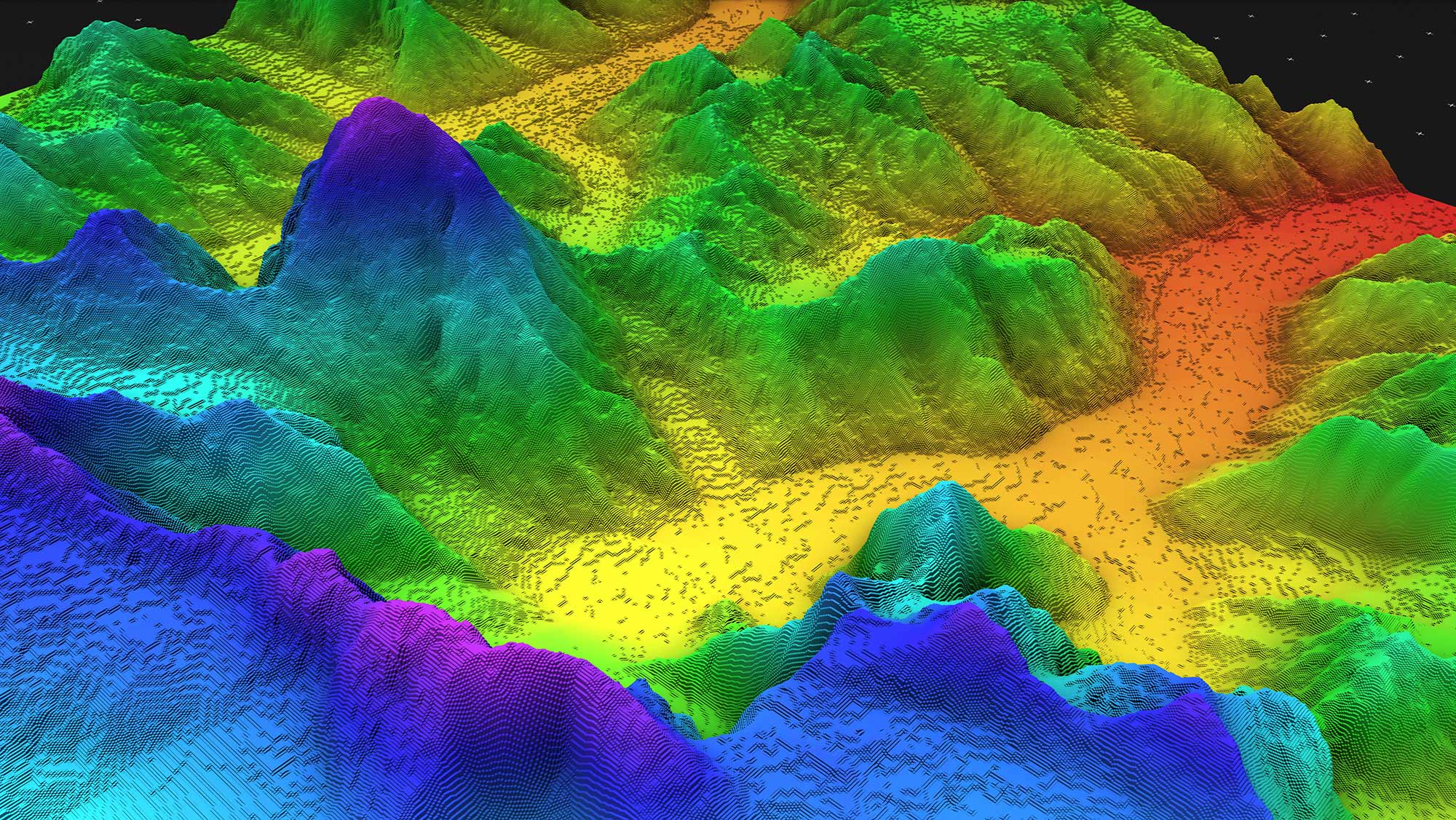 A multicolored mountain range.