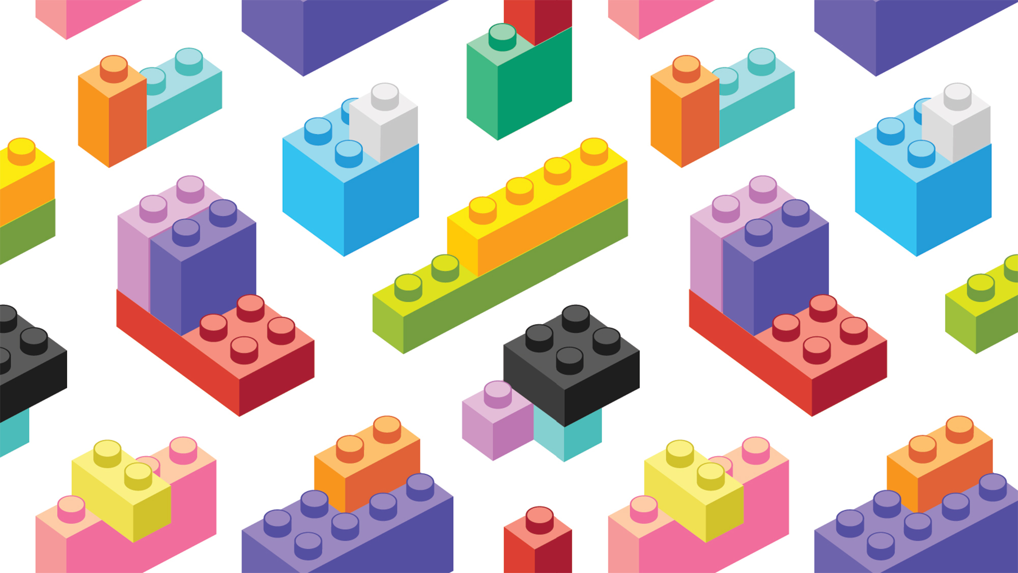 Graphic of multi-colored toy construction blocks.