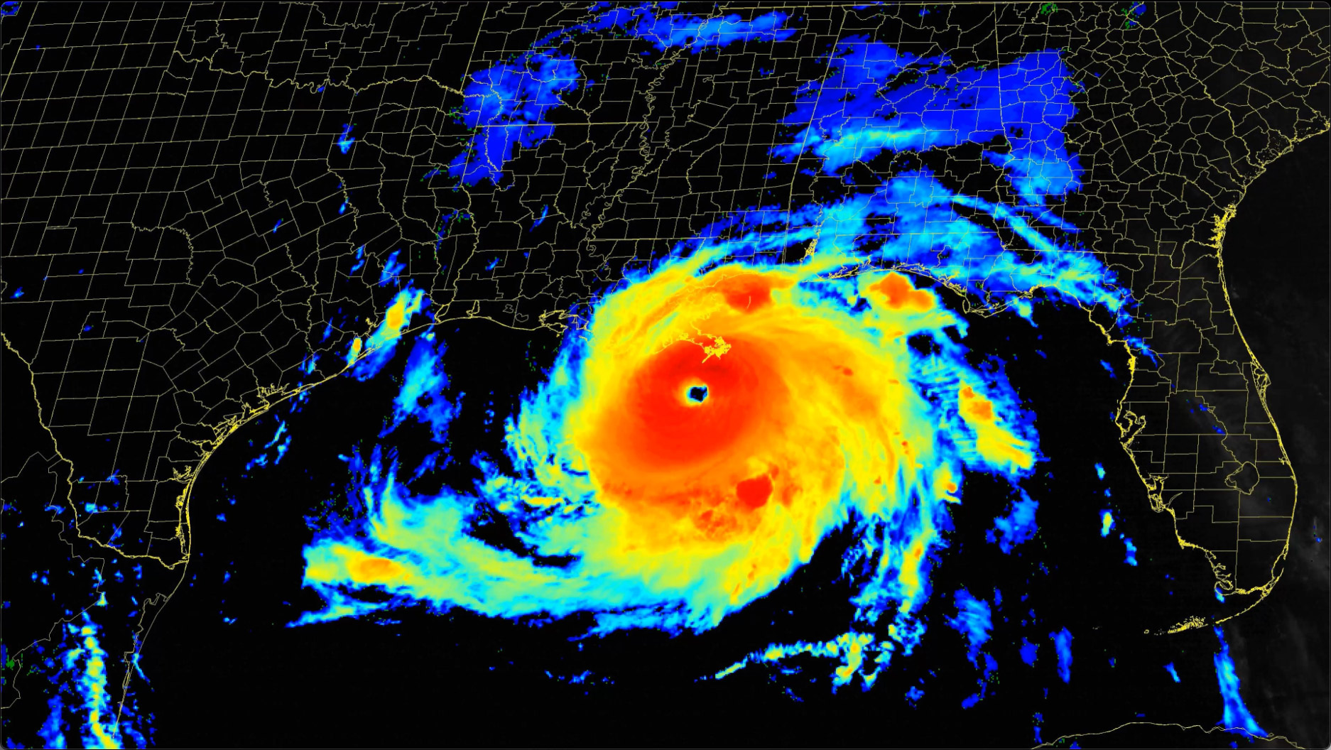A radar image of a hurricane.