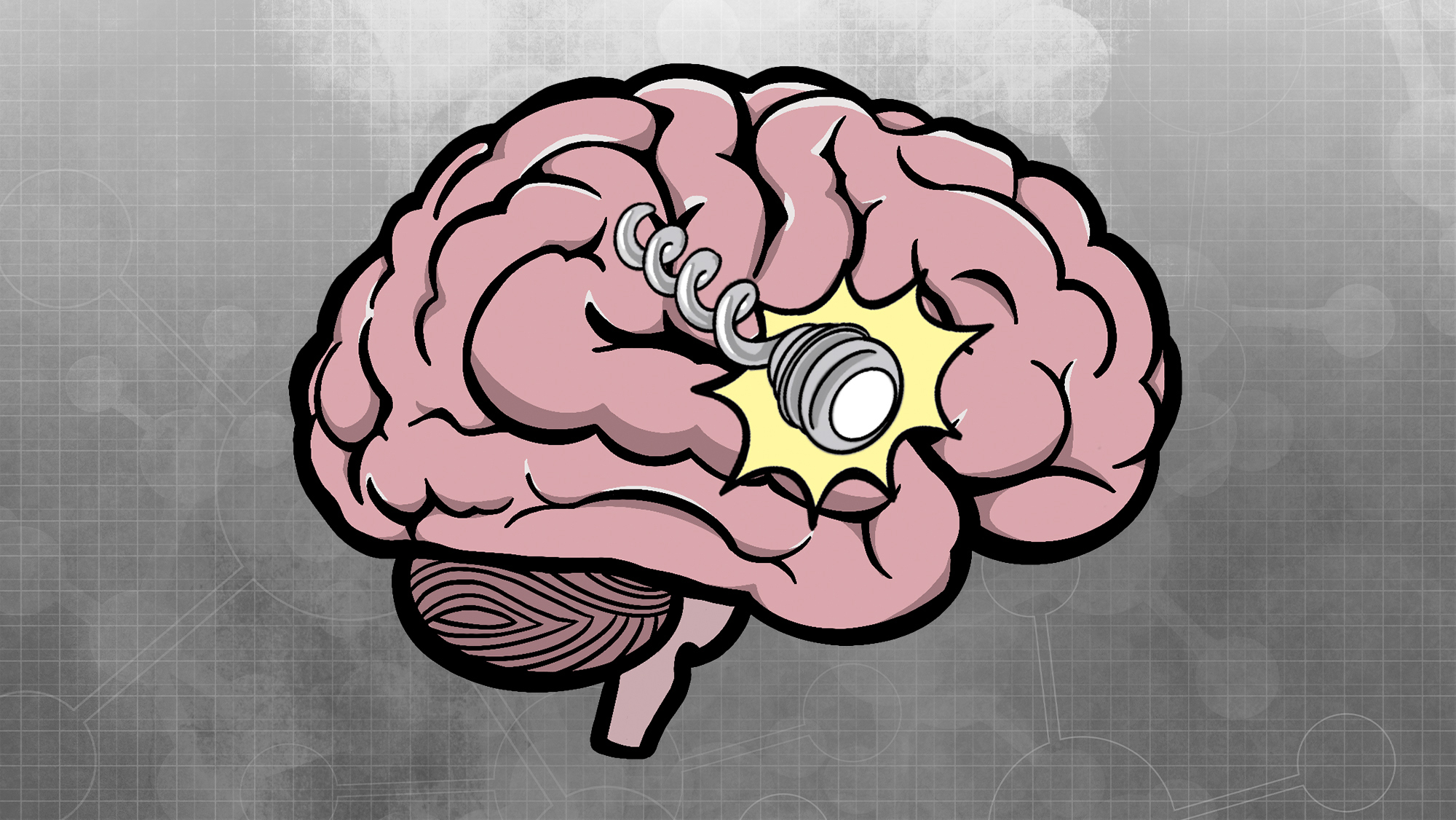 An illustration of a brain with a nanobot.